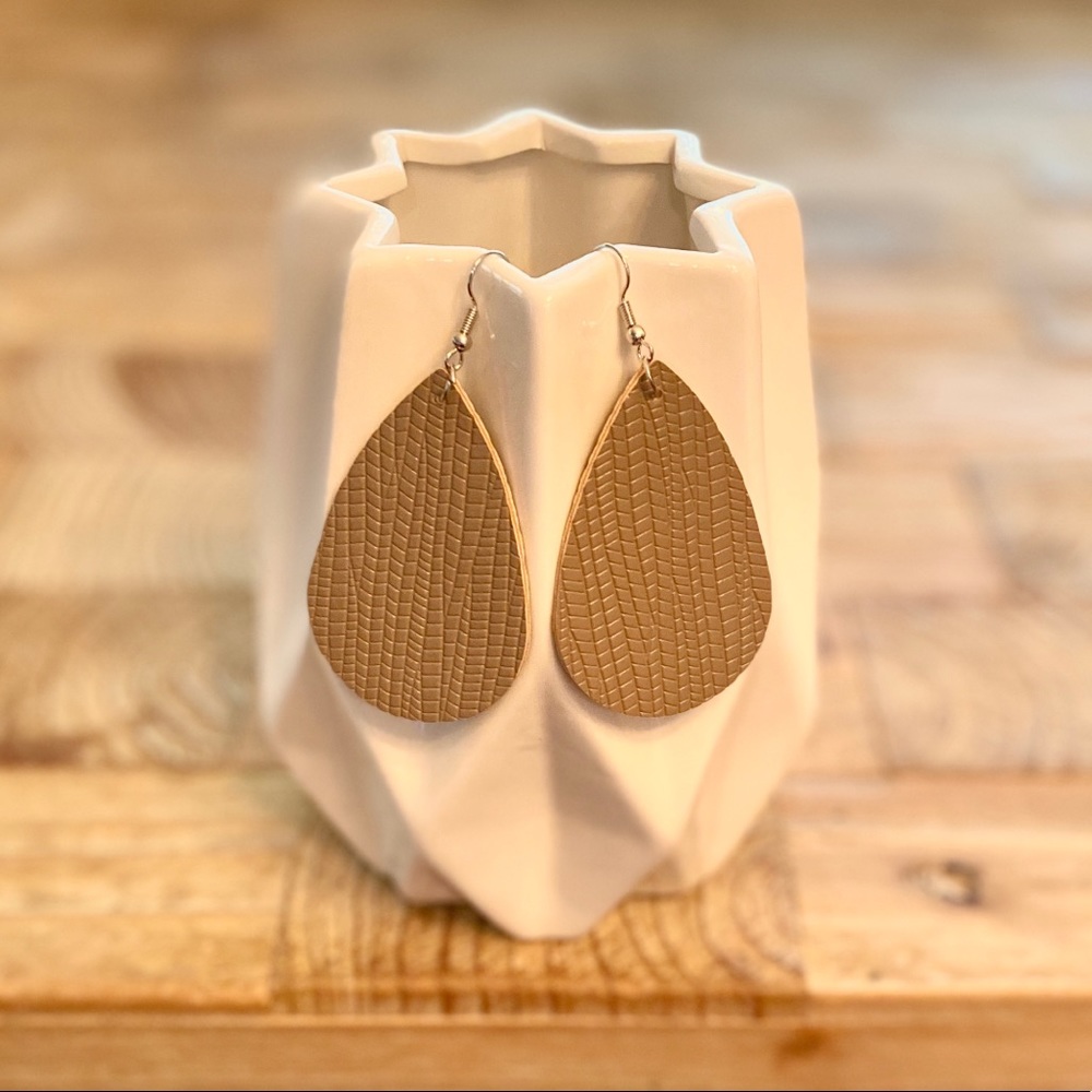 Faux Leather Teardrop Earrings $8 each or 2 for $12